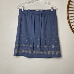 Ann Taylor Loft Paperbag Embroidered Chambray Skirt Size 4
